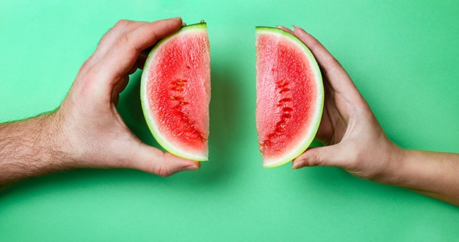 Equally splitting a watermelon